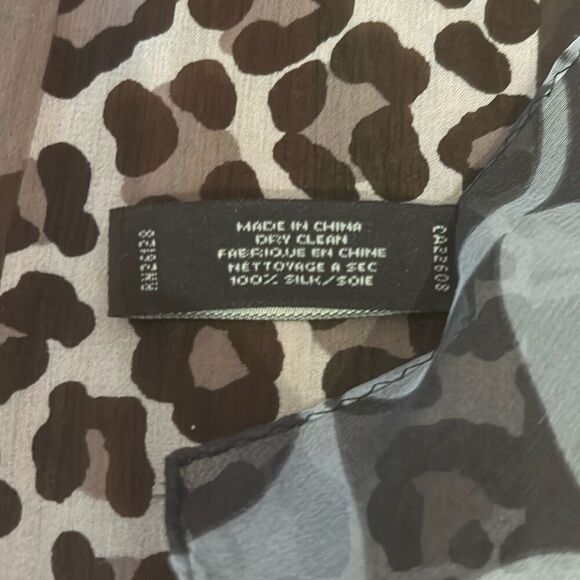 Coach 100% silk leopard logo scarf black gray - Picture 3 of 5